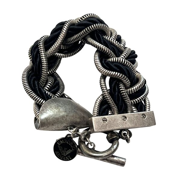 Emporio Armani Snake Rope Chain Bracelet in Antique Silver - Picture 2 of 3